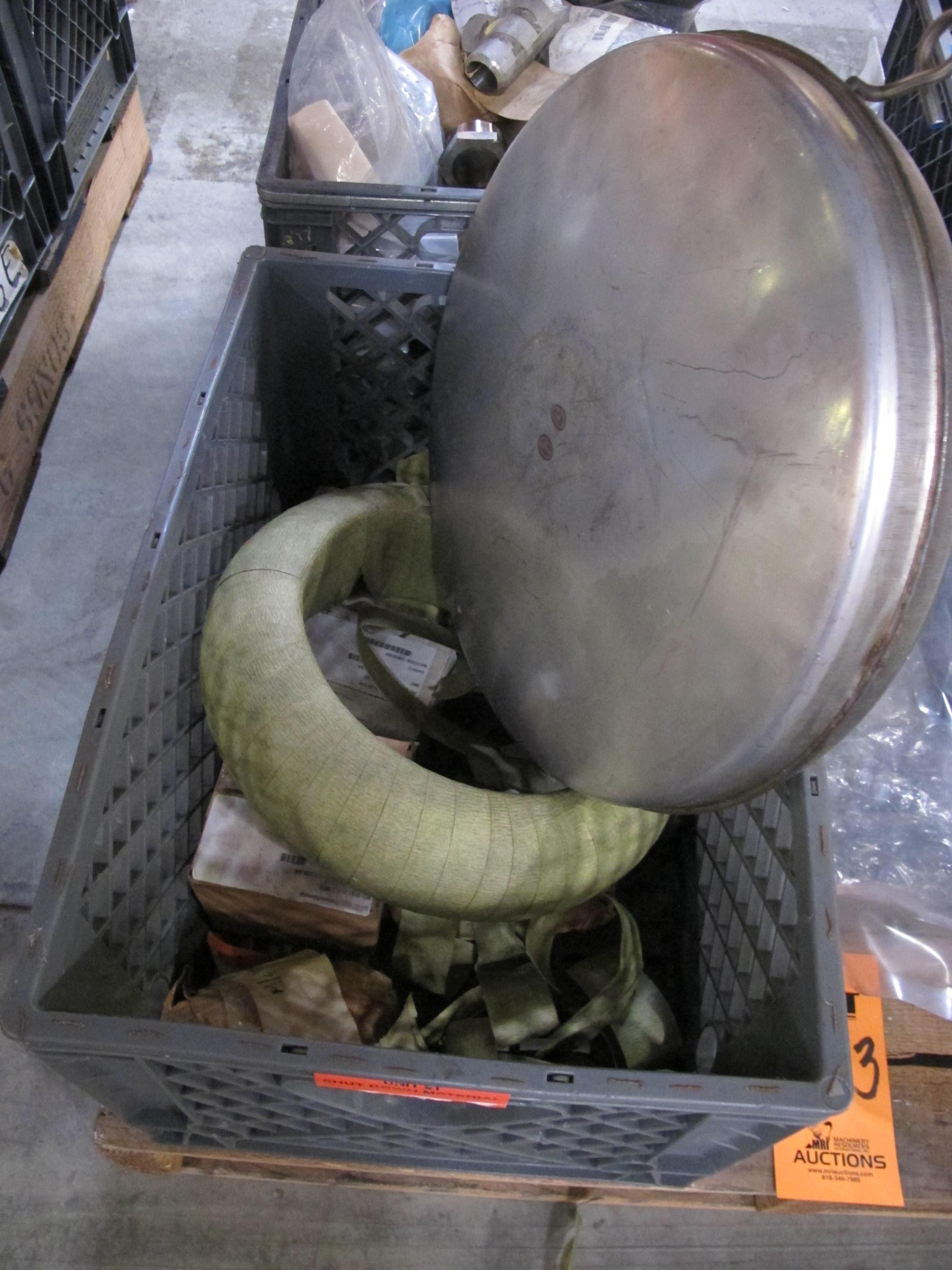 LOT TO INCLUDE: (11 MILK CRATES) MISC. CAP PIPES, FITTINGS, T-PIPES, SS RINGS, STL PARTS, ETC. LOADING & HANDLING FEE $15-4613